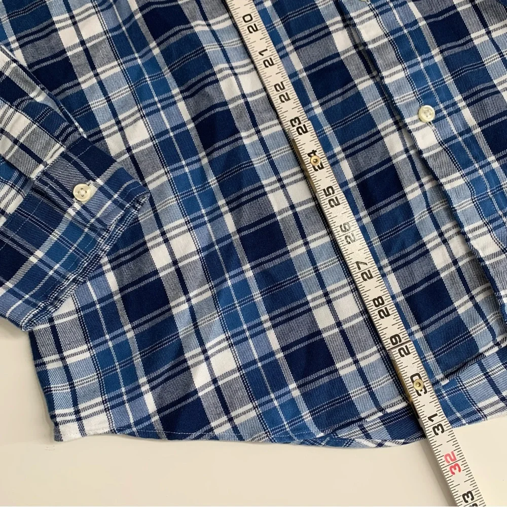 Polo Ralph Lauren Button Down Flannel Shirt Classic Fit Performance Blue Plaid - Picture 5 of 15